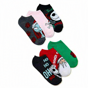 Disney Nightmare Before Christmas,Holiday Women's NoShow Socks 6-Pack Sh…